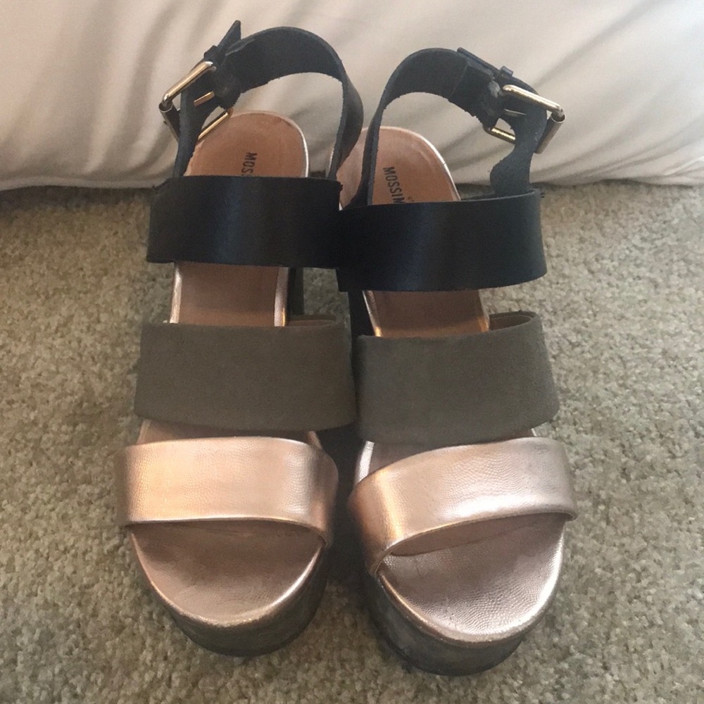 Rose gold, black and grey wedges